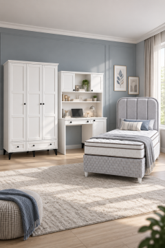 Karin Genç Odası / Çocuk Odası / Komple MDF / Beyaz