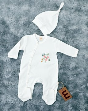 2'li Bebek Tulum Seti / &100 Pamuk / 2 Adet Şapka Hediye