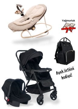 5'li Set - Joell Trendy Bebek Arabası / Puset / Ana Kucağı / Çanta / Ayak Örtüsü / Yağmurluk Hediye