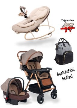 5'li Set - Joell Trendy Bebek Arabası / Puset / Ana Kucağı / Çanta / Ayak Örtüsü / Yağmurluk Hediye
