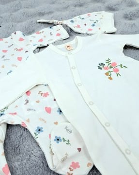 2'li Bebek Tulum Seti / &100 Pamuk / 2 Adet Şapka Hediye