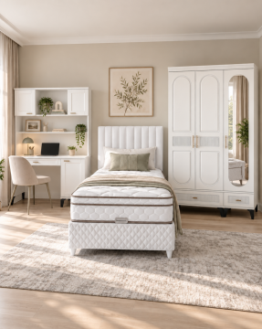 Libra Genç Odası / Çocuk Odası / Komple MDF / Beyaz
