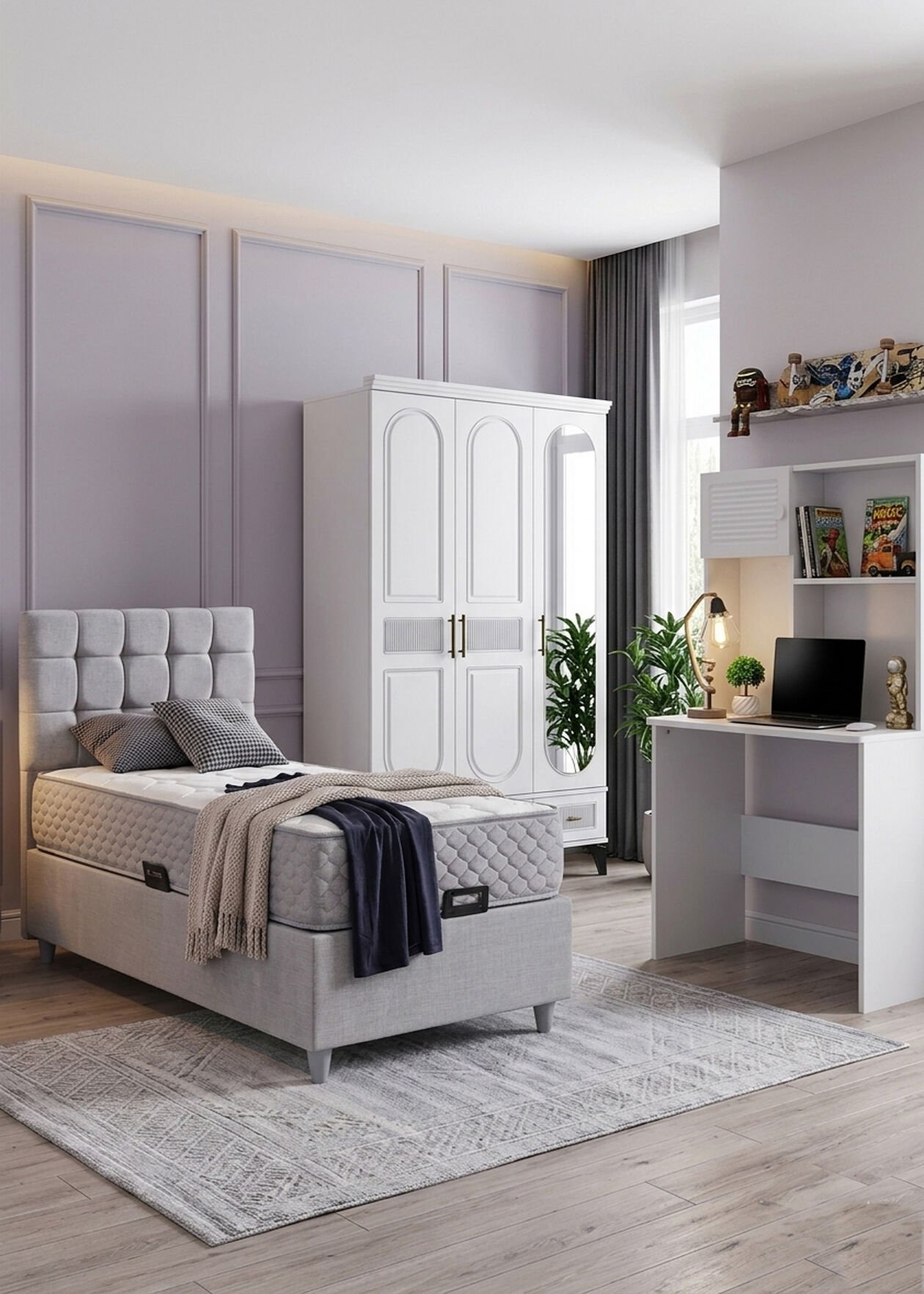 Libra Genç Odası / Çocuk Odası / Komple MDF / Beyaz