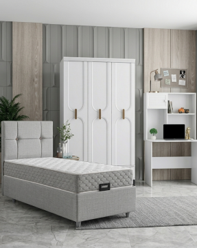 Loren Genç Odası / Çocuk Odası / Komple MDF / Beyaz