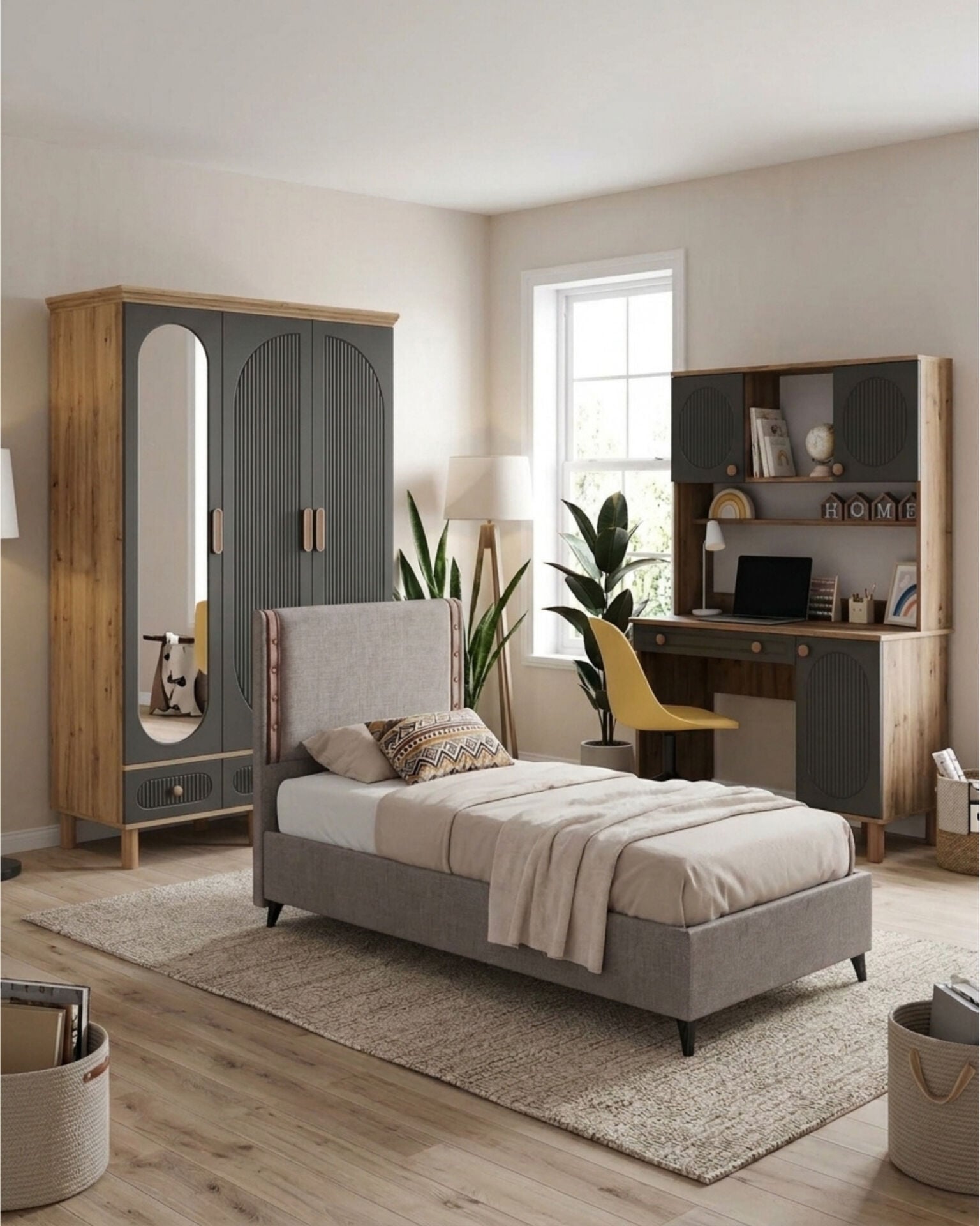 Milen Genç Odası / Çocuk Odası / Komple MDF / Antrasit