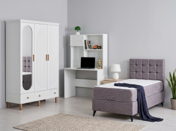 Milen Genç Odası / Çocuk Odası / Komple MDF / Beyaz