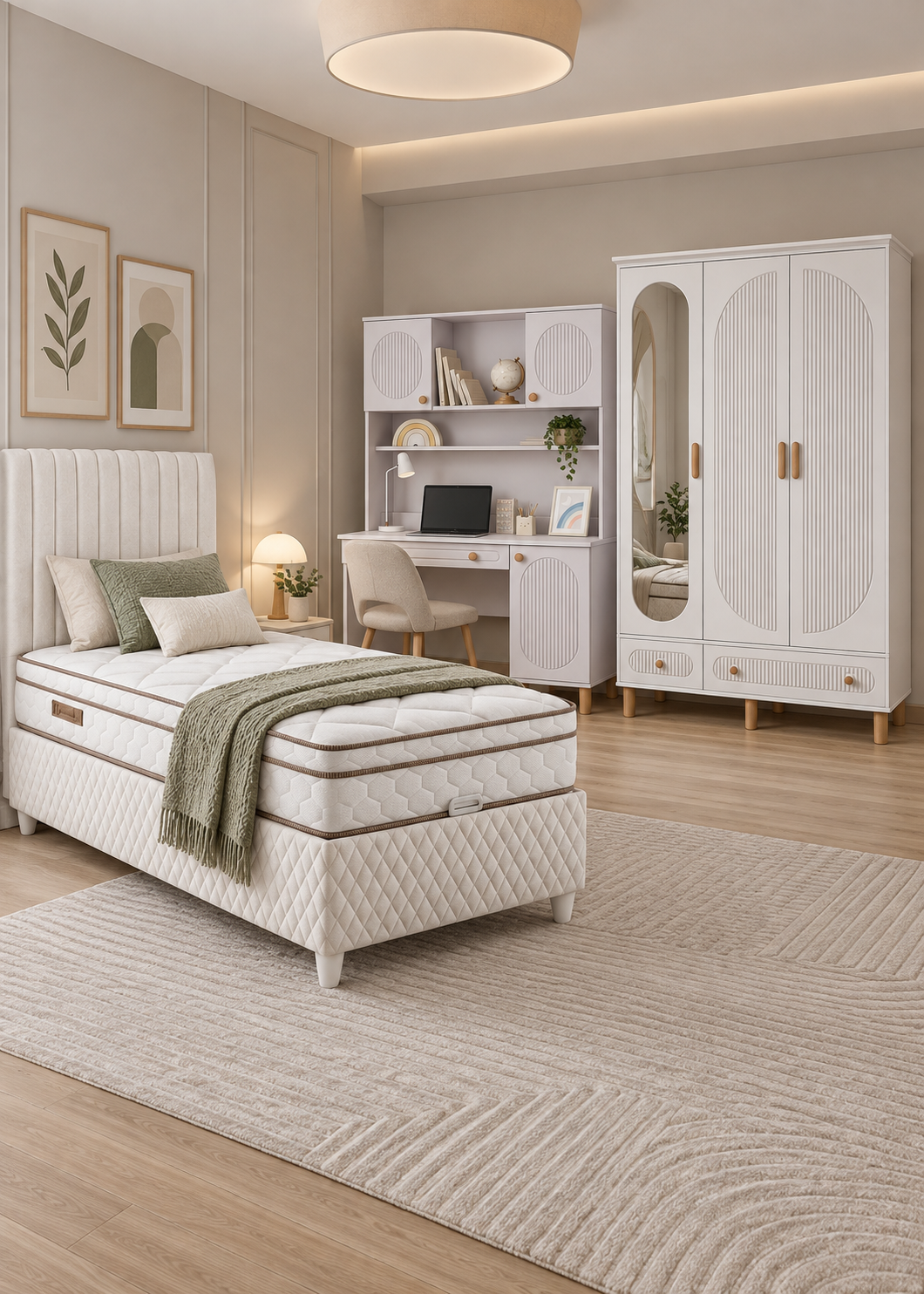 Milen Genç Odası / Çocuk Odası / Komple MDF / Beyaz