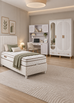 Milen Genç Odası / Çocuk Odası / Komple MDF / Beyaz