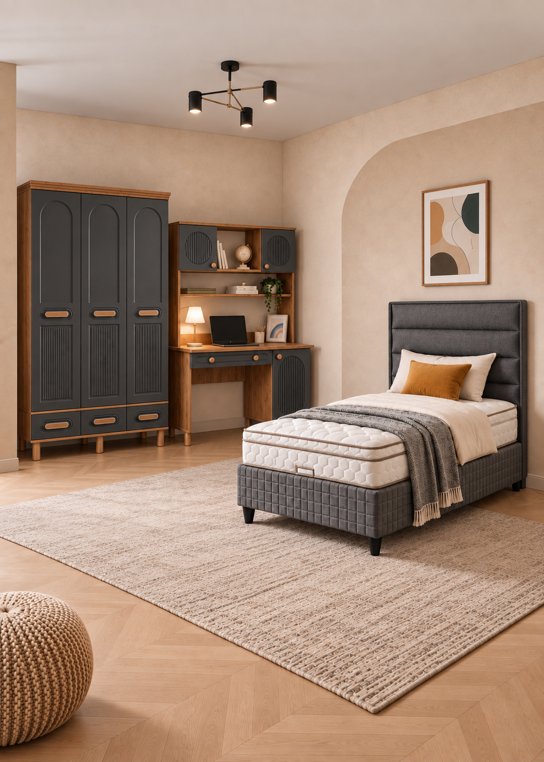 Otto Genç Odası / Çocuk Odası / Komple MDF / Antrasit