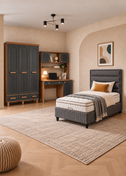 Otto Genç Odası / Çocuk Odası / Komple MDF / Antrasit