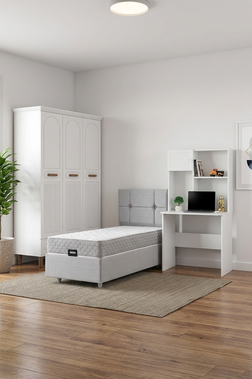 Otto Genç Odası / Çocuk Odası / Komple MDF / Beyaz
