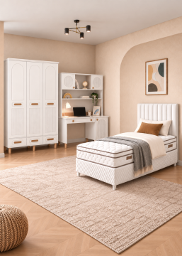 Otto Genç Odası / Çocuk Odası / Komple MDF / Beyaz