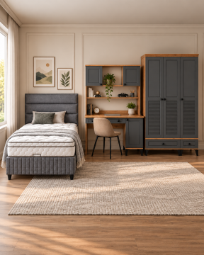 Panjur Genç Odası / Çocuk Odası / Komple MDF / Antrasit