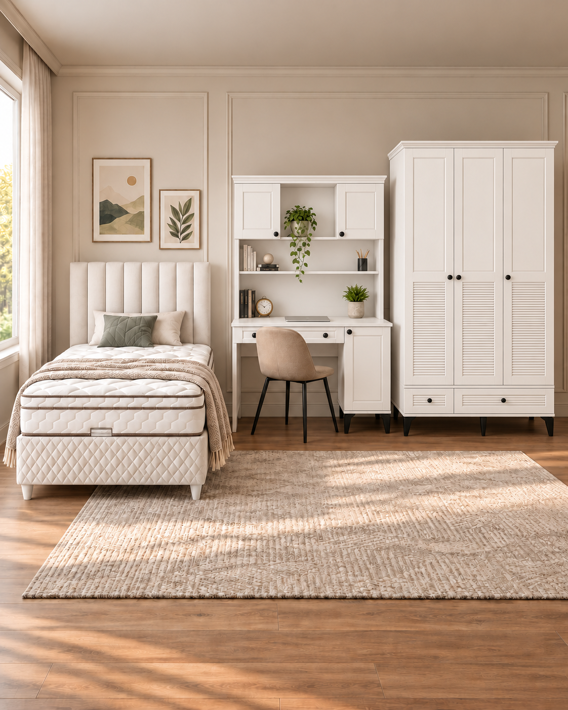 Panjur Genç Odası / Çocuk Odası / Komple MDF / Beyaz