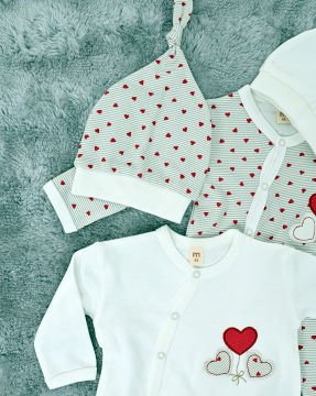 Yenidoğan 2'li Bebek Tulum Seti / &100 Pamuk / 2 Adet Şapka Hediye / Kız Bebek