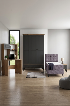 Silva Genç Odası / Çocuk Odası / Komple MDF / Antrasit