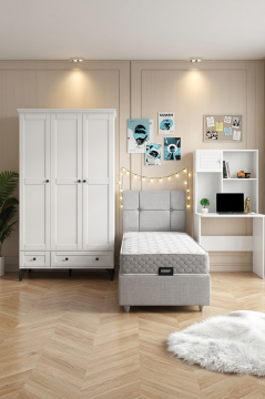 Silva Genç Odası / Çocuk Odası / Komple MDF / Beyaz