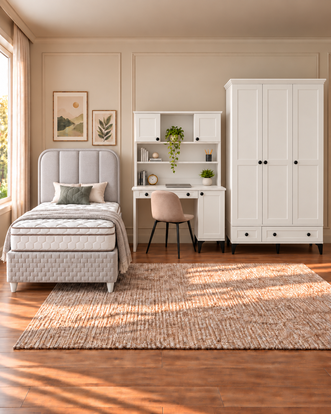 Silva Genç Odası / Çocuk Odası / Komple MDF / Beyaz