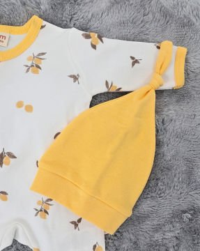 Yenidoğan Bebek Tulum / %100 Pamuk / Çıtçıtlı / Beyaz Limon