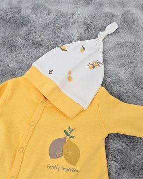 Yenidoğan Bebek Tulum / %100 Pamuk / Çıtçıtlı / Sarı Limon