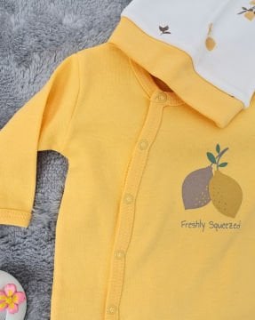 Yenidoğan Bebek Tulum / %100 Pamuk / Çıtçıtlı / Sarı Limon