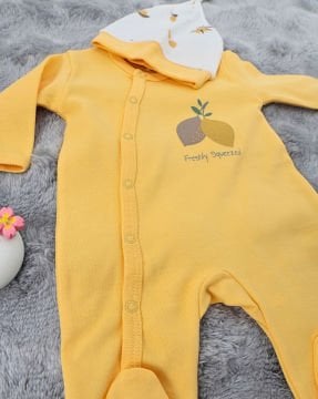 Yenidoğan Bebek Tulum / %100 Pamuk / Çıtçıtlı / Sarı Limon