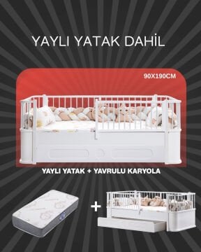 Antalya Yavrulu Karyola / Bambo Yaylı Yatak Dahil