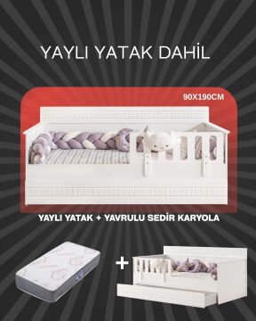 Bakü Yavrulu Sedir Karyola / Bambo Yaylı Yatak Dahil