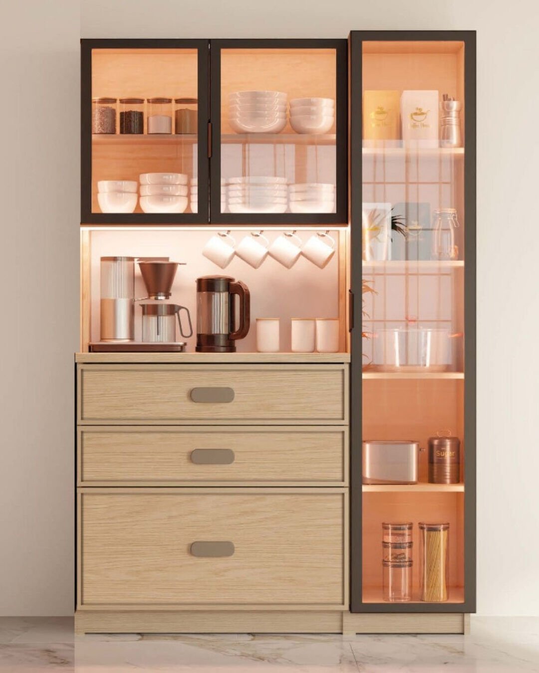 Karanfil Kahve Köşesi / Komple MDF / Led Işıklı / Large