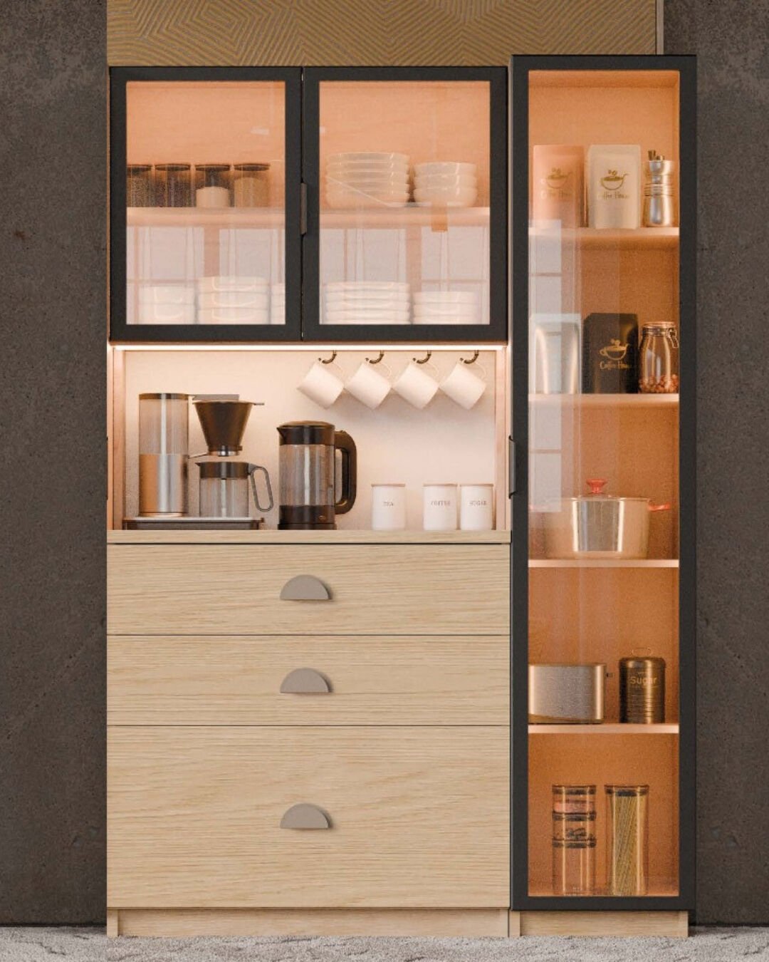 Ladin Kahve Köşesi / Komple MDF / Led Işıklı / Large