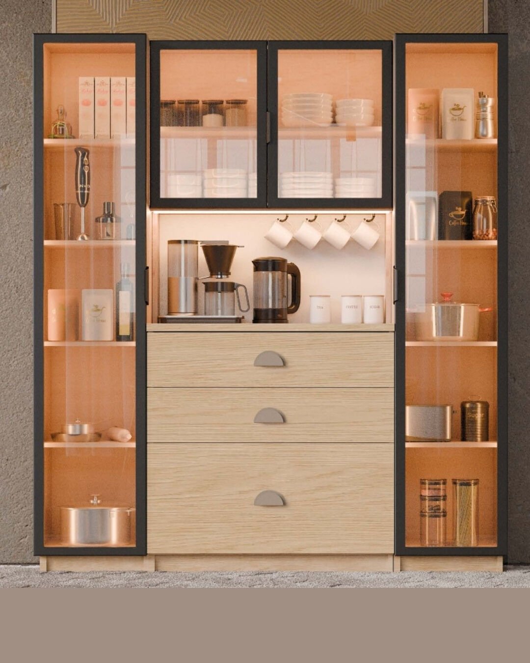 Ladin Kahve Köşesi / Komple MDF / Led Işıklı / Mega