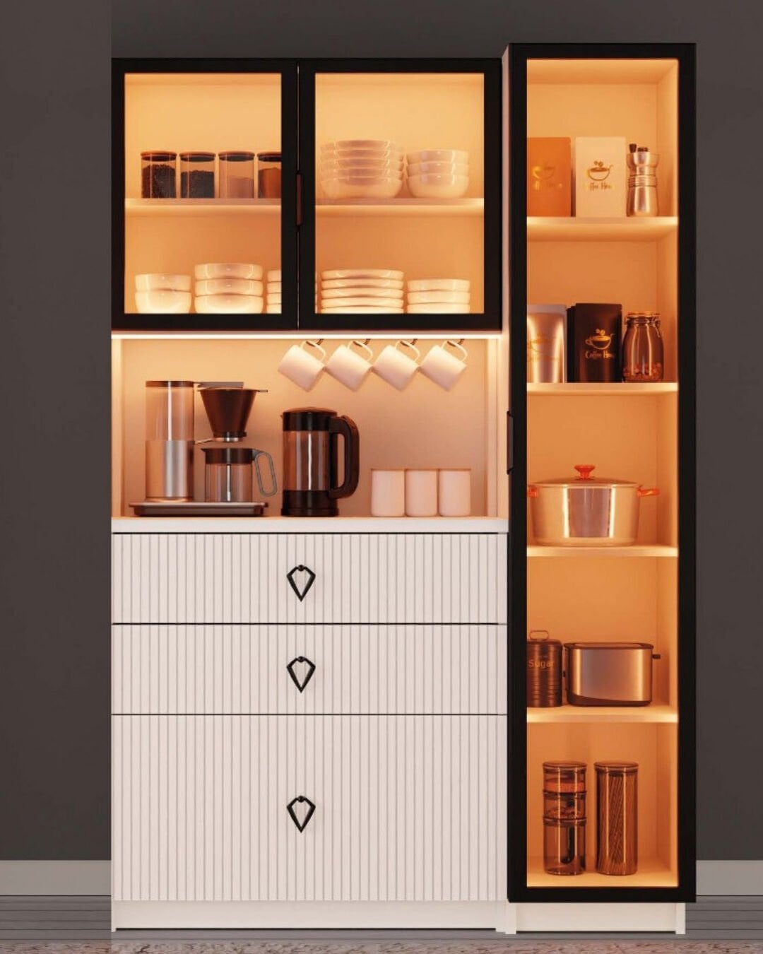 Lale Kahve Köşesi / Komple MDF / Led Işıklı / Large