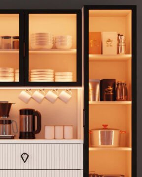 Lale Kahve Köşesi / Komple MDF / Led Işıklı / Large
