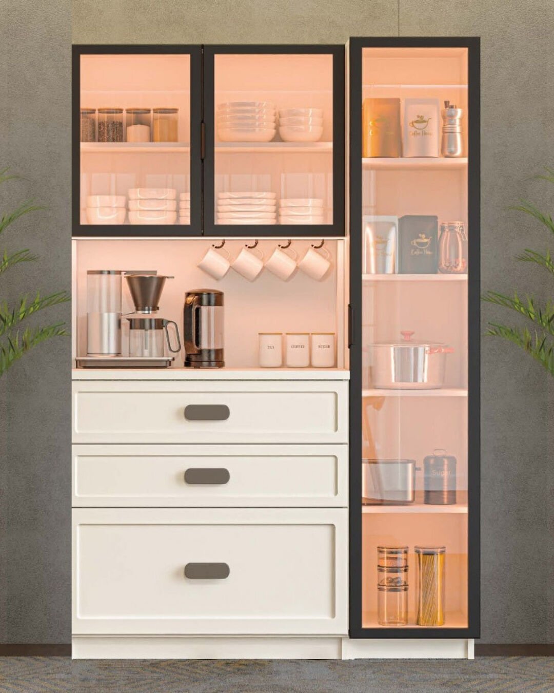 Manolya Kahve Köşesi / Komple MDF / Led Işıklı / Large
