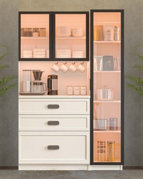 Manolya Kahve Köşesi / Komple MDF / Led Işıklı / Large