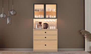 Meşe Kahve Köşesi / Komple MDF / Led Işıklı