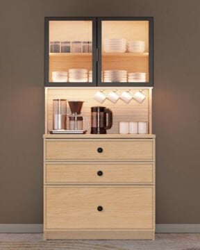 Meşe Kahve Köşesi / Komple MDF / Led Işıklı