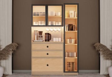 Meşe Kahve Köşesi / Komple MDF / Led Işıklı / Large