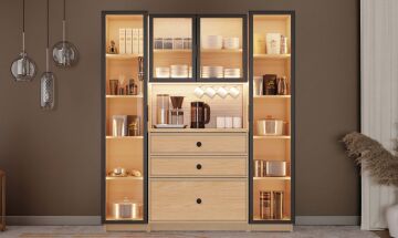 Meşe Kahve Köşesi / Komple MDF / Led Işıklı / Mega