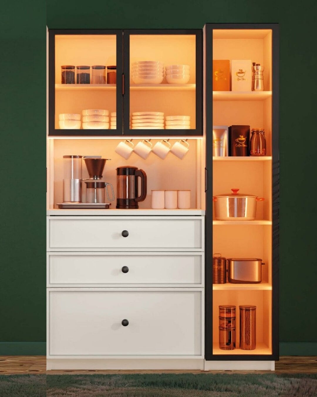 Zambak Kahve Köşesi / Komple MDF / Led Işıklı / Large