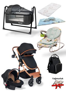 Joell 10'lu Unisex Bebek Seti/Joell Travel Bebek Arabası/Puset/Beşik/Ana Kucağı/Mama Sandalyesi/Çanta
