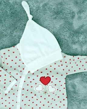 Kalpli Kız Bebek Çıtçıtlı Tulum - %100 Pamuk / Şapka Hediye