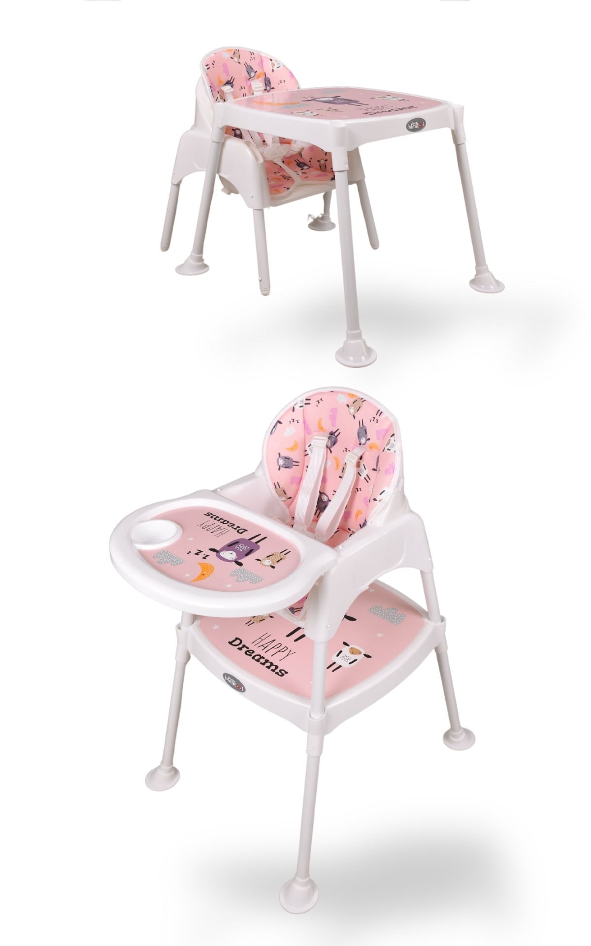 Miracool 3in1 Energy Mama Sandalyesi / Sandalye ve Çalışma Masalı pembe