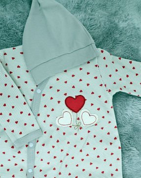 Kalpli Kız Bebek Çıtçıtlı Tulum - %100 Pamuk / Şapka Hediye