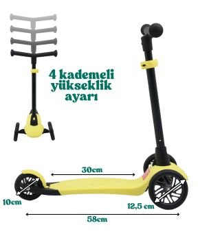 Miracool Twisty 3 Tekerli Scooter / 4 Kademeli Yükseklik Sarı