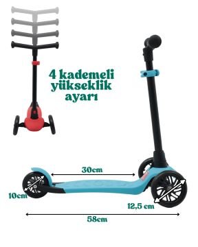 Miracool Twisty 3 Tekerli Scooter / 4 Kademeli Yükseklik kırmızı