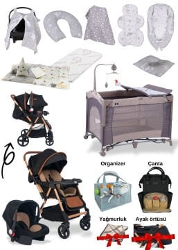 19 Parça Yenidoğan Seti/Bebek Seti/Joell Trendy Bebek Arabası/Puset/Anne Yanı Park Beşik +16 Parça