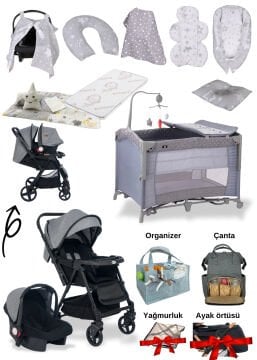 19 Parça Yenidoğan Seti/Bebek Seti/Joell Trendy Bebek Arabası/Puset/Anne Yanı Park Beşik +16 Parça