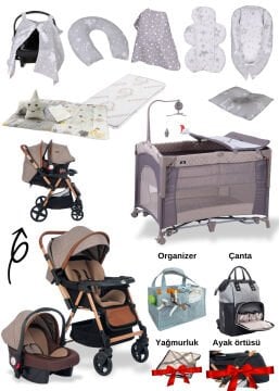 19 Parça Yenidoğan Seti/Bebek Seti/Joell Trendy Bebek Arabası/Puset/Anne Yanı Park Beşik +16 Parça