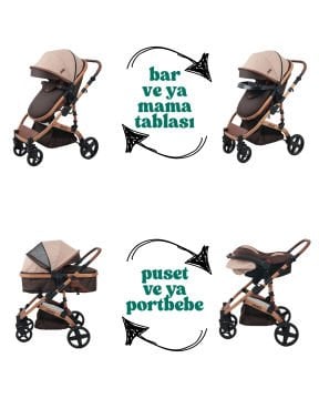 Plus Travel Sistem Bebek Arabası & Puset / Türkiye'de İlk Mama Tablalı Travel Bebek Arabası